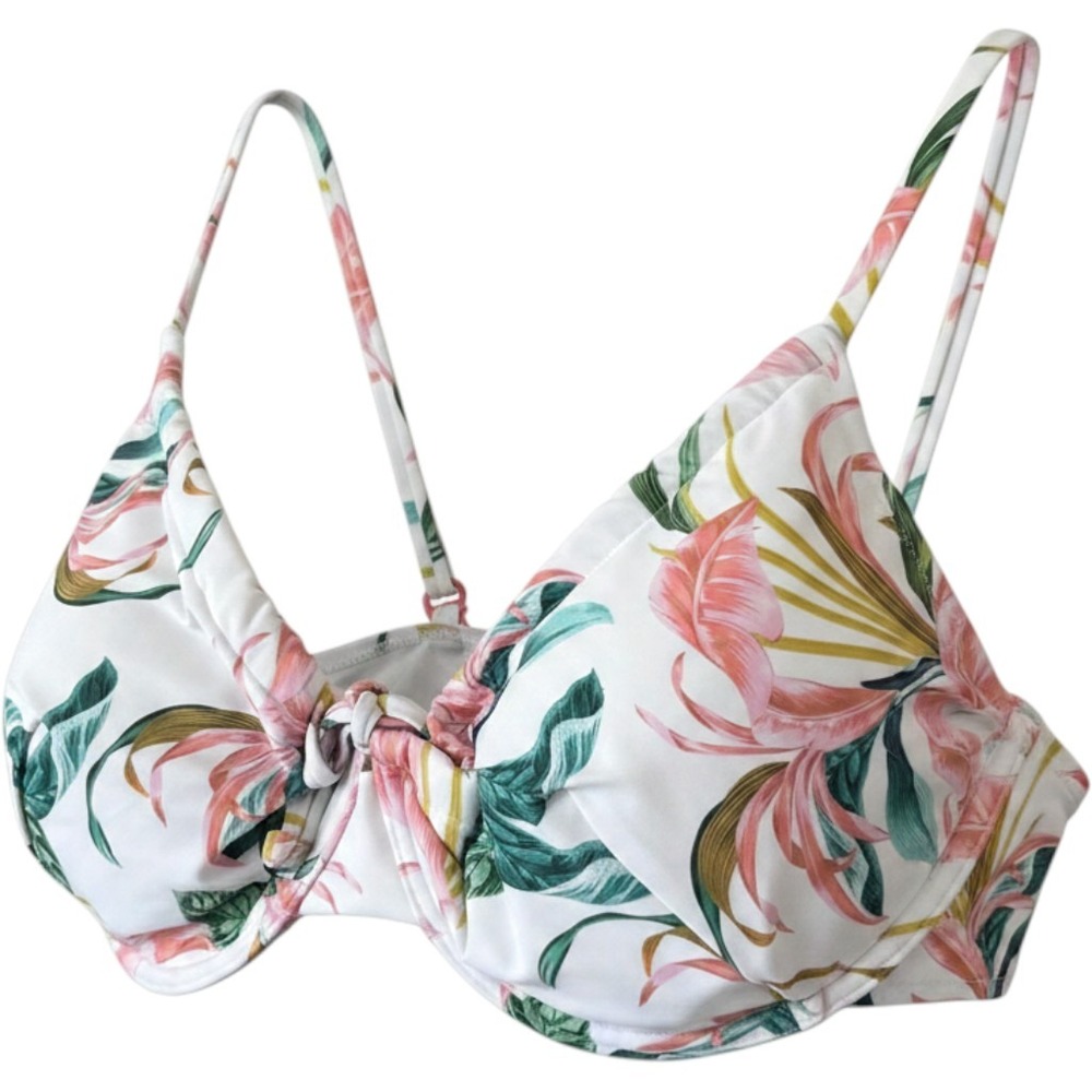 NWT Artesands April Spritz Degas Bikini Top White Floral D/DD Cup US 12 AT3853AS